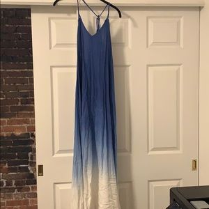 Blue to white ombré maxi dress